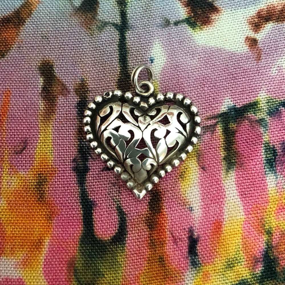 Vintage Filigree Sterling Heart Pendant
